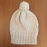 Cream and Gold Slouchy Pom Pom Beanie