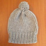 Gray Slouchy Pom Pom Beanie