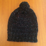 Black and Pink Slouchy Pom Pom Beanie