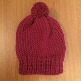 Red Slouchy Pom Pom Beanie