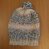 Striped Primary Slouchy Pom Pom Beanie