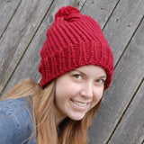 Red Slouchy Pom Pom Beanie